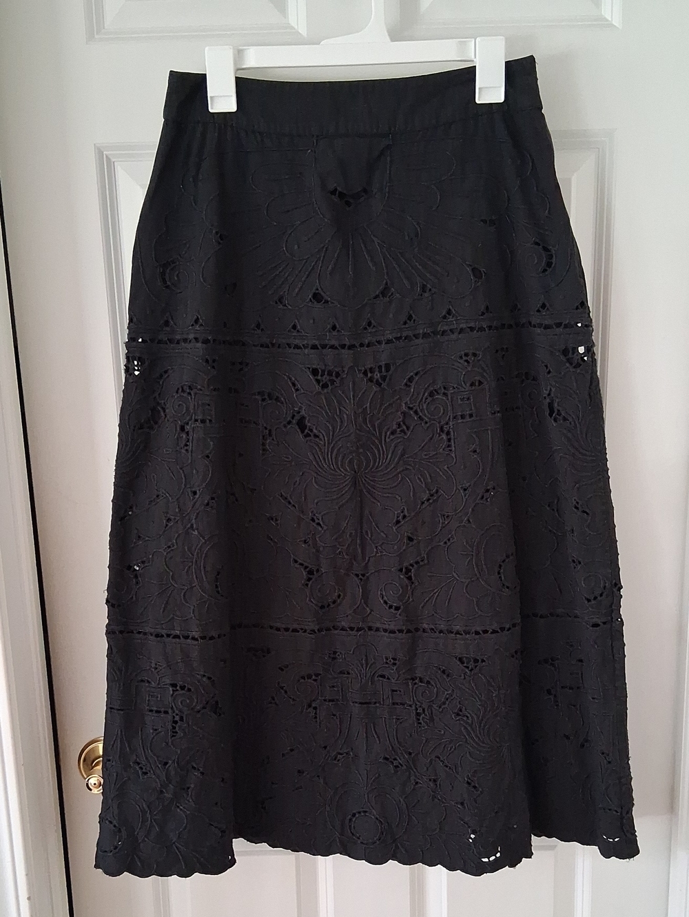 Sea New York RTR Blaire Eyelet Black A-Line Midi Skirt Size 10